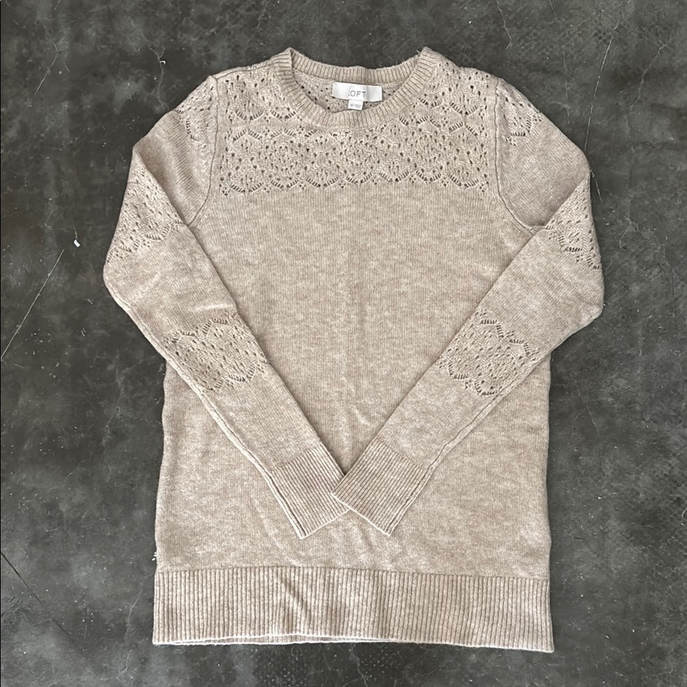 LOFT Beige Lace Accent Women's Sweater